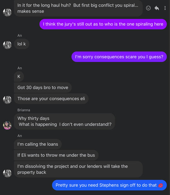 #3 Andrea proceeds to threaten our family and our home for acting to expose her behavior